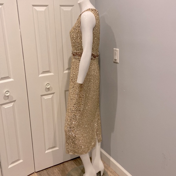 NWOT Mac Duggal gold cocktail midi dress - Picture 10 of 16